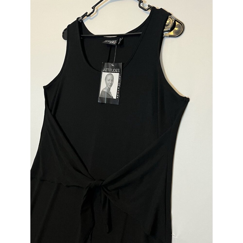 Attitudes by Renee Women Maxi Dress Tie Front Black Plus Size 1X Sleeveless New - Picture 6 of 11